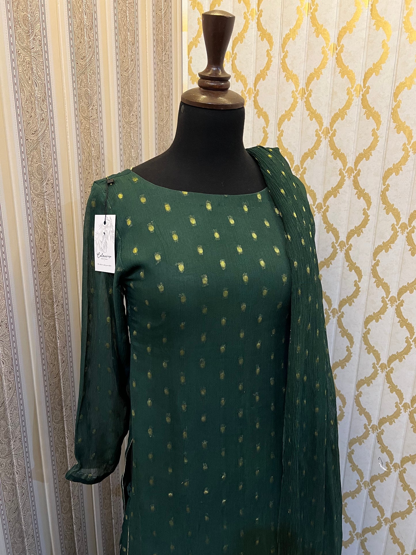 Bottle Green Grara with Kurti Dress | Stitched 3PC