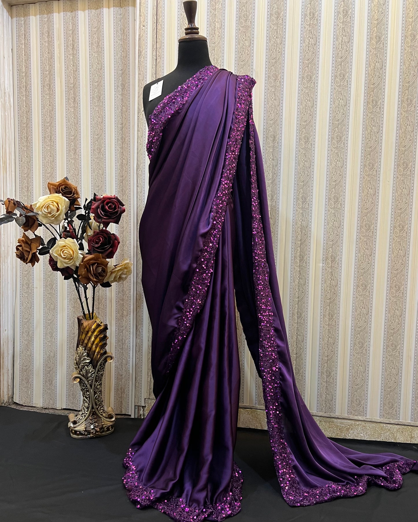 Purple Moonlight Blouse With Silk Border Saree
