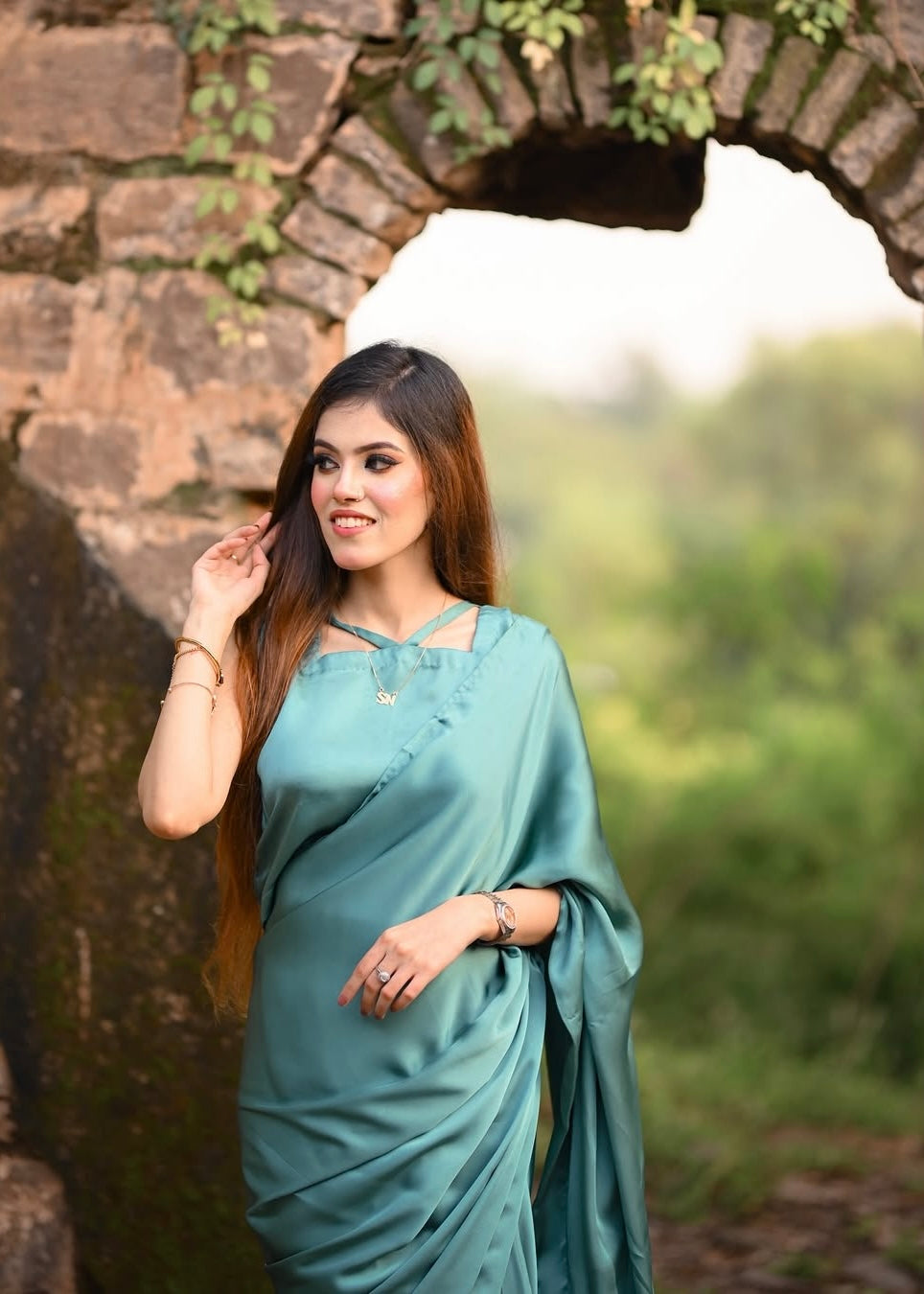 Teal Silk Saree