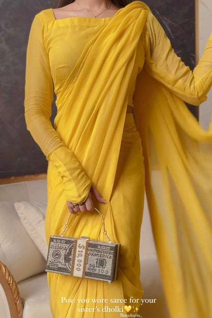 LEMON CHIFFON SAREE