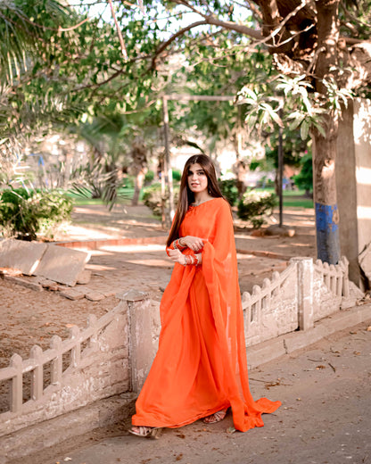 ORANGE CHIFFON SAREE