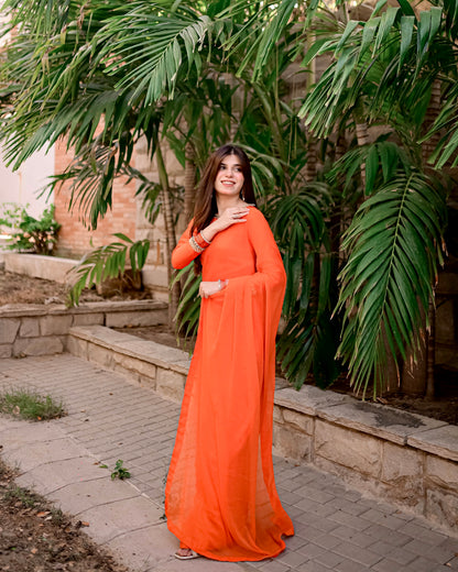 ORANGE CHIFFON SAREE