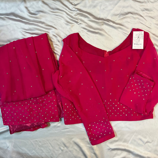 HOT PINK CRYSTALS SAREE