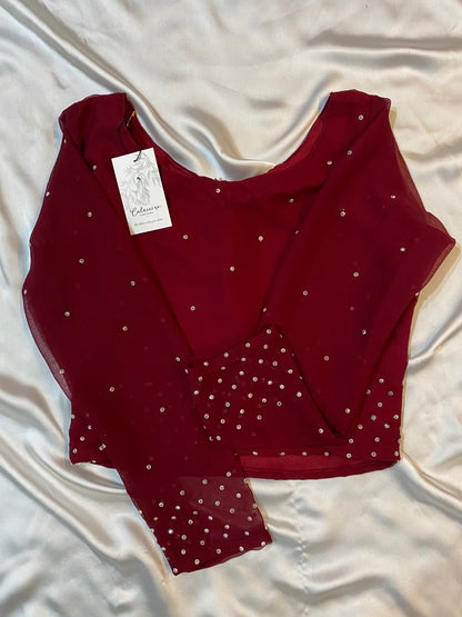 MAROON CRYSTALS SAREE