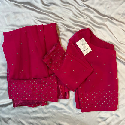 HOT PINK CRYSTALS SAREE