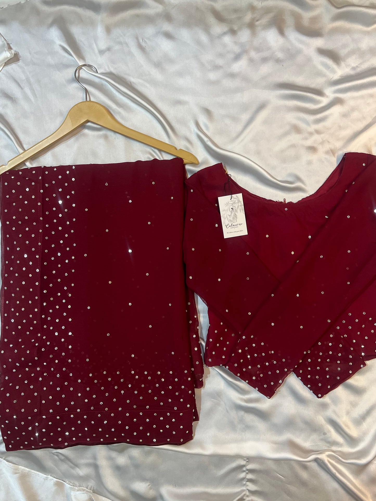 MAROON CRYSTALS SAREE